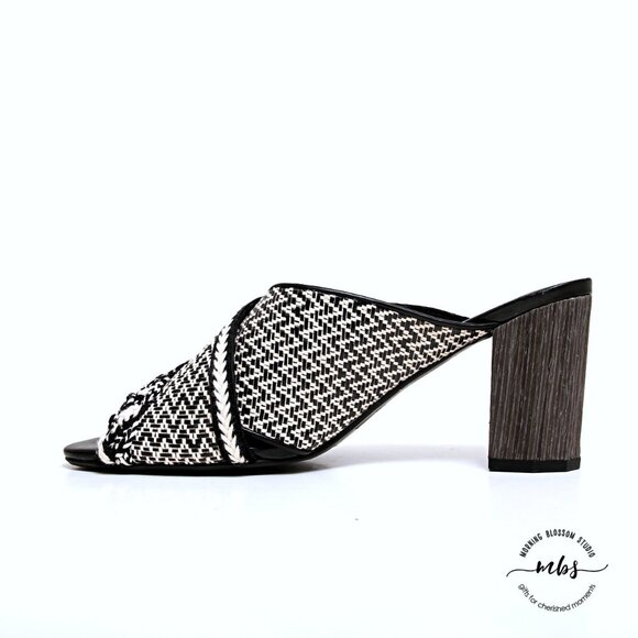 NWT Kelsi Dagger Brooklyn Cosmo Tweed Slide Block Heeled Sandals - Picture 7 of 12